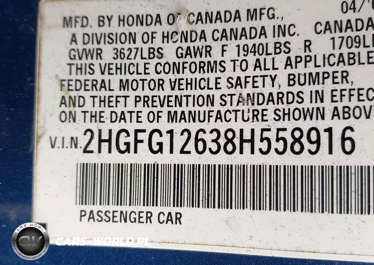 2008 Honda Civic Lx VIN:2HGFG12638H558916 - 9