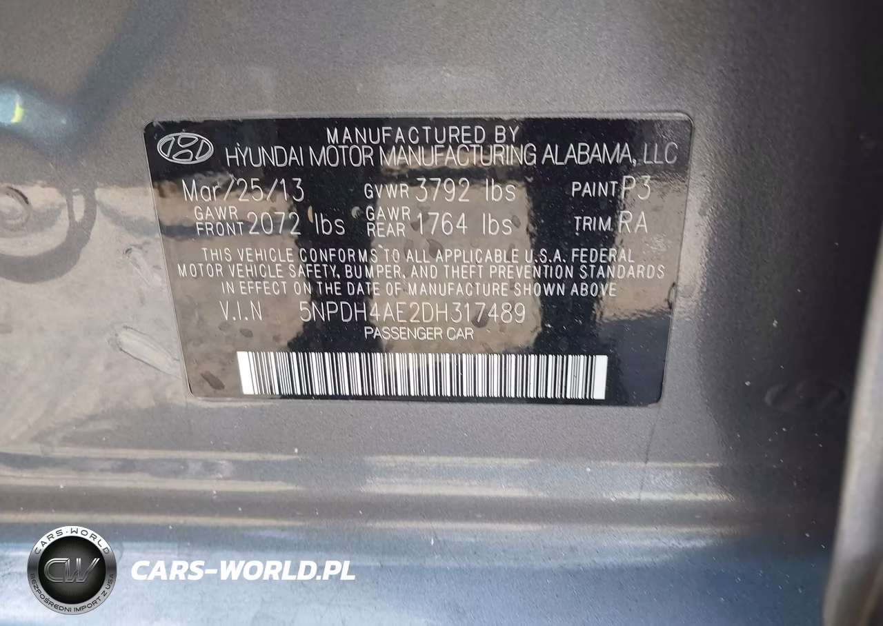 2013 Hyundai Elantra Gls VIN:5NPDH4AE2DH317489 - 9