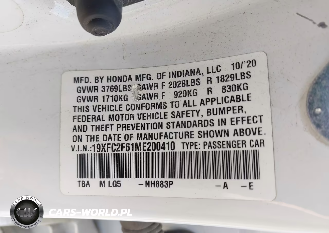 2021 Honda Civic Lx VIN:19XFC2F61ME200410 - 9