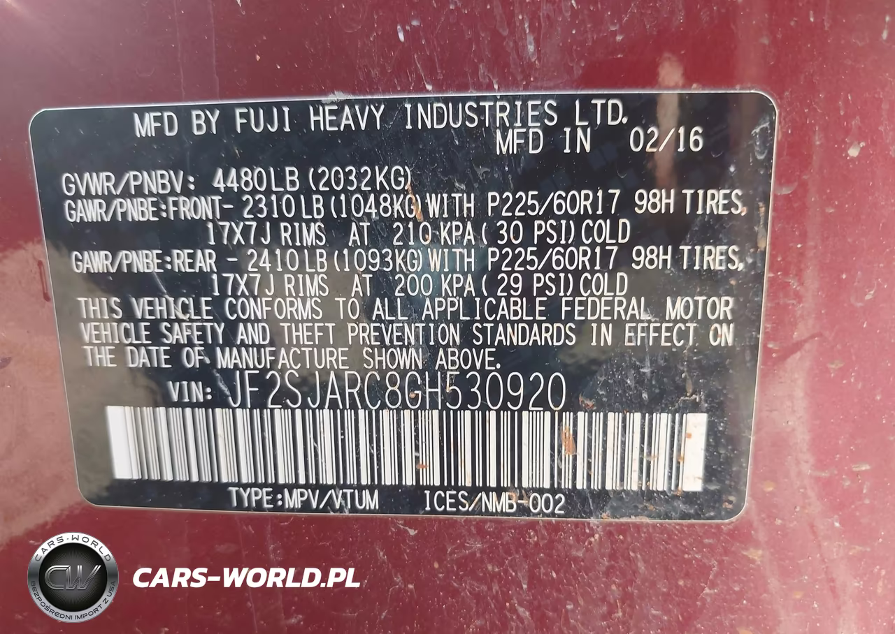 2016 Subaru Forester 2.5I Limited VIN:JF2SJARC8GH530920 - 9