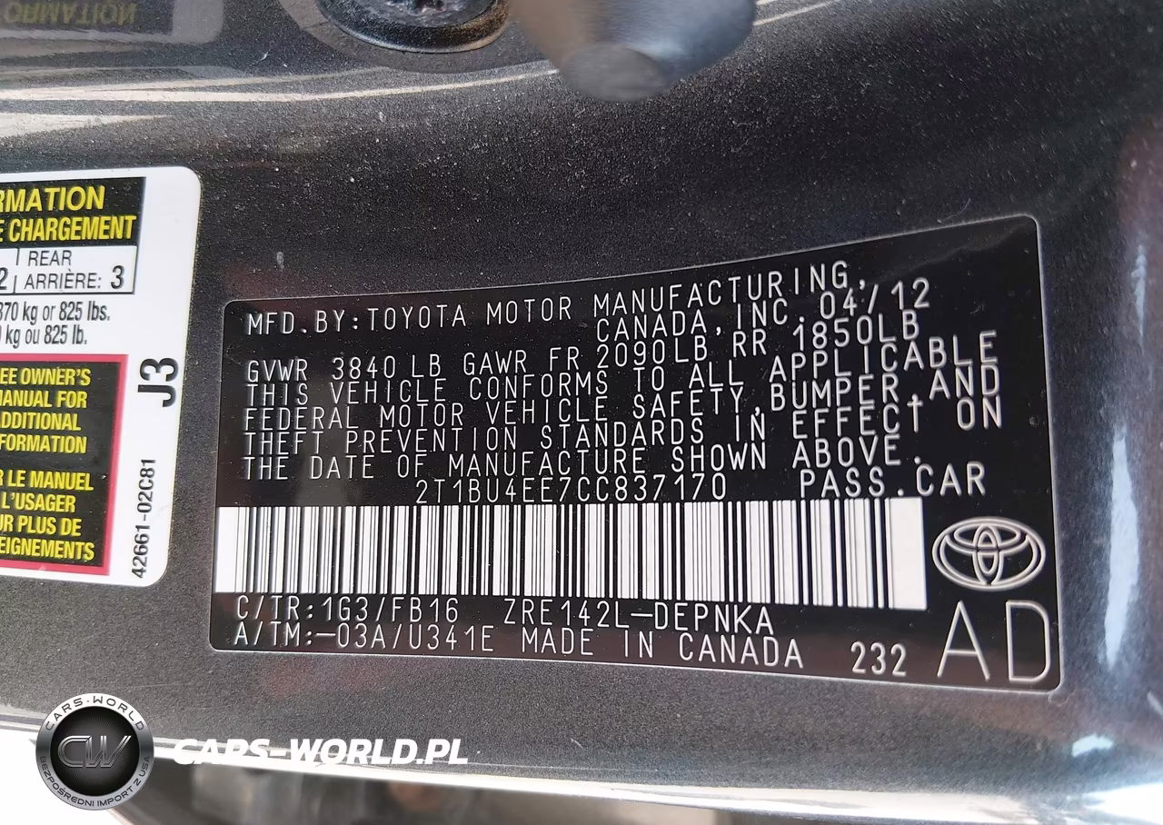 2012 Toyota Corolla Le VIN:2T1BU4EE7CC837170 - 9
