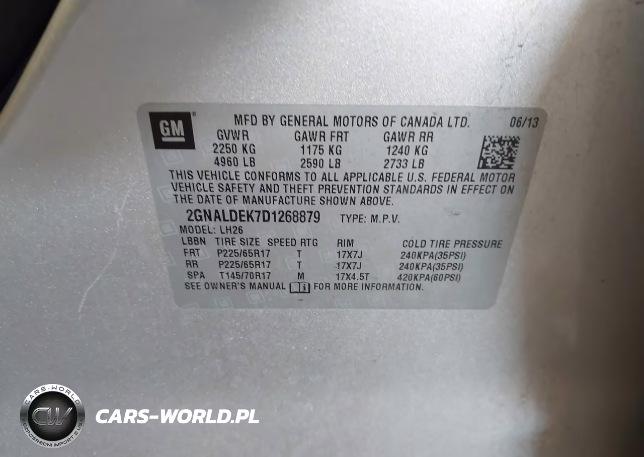 2013 Chevrolet Equinox Lt VIN:2GNALDEK7D1268879 - 9