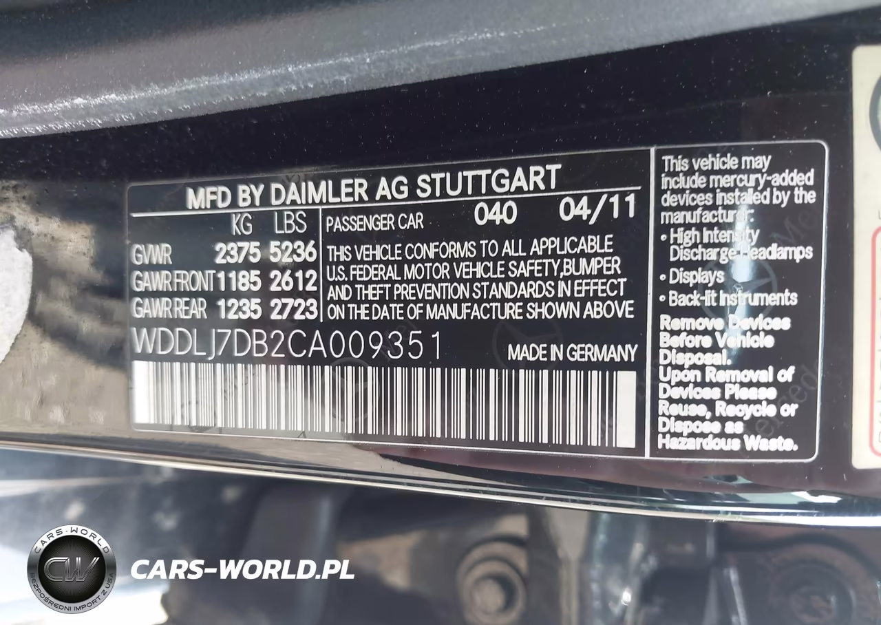 2012 Mercedes-Benz Cls 550 VIN:WDDLJ7DB2CA009351 - 9
