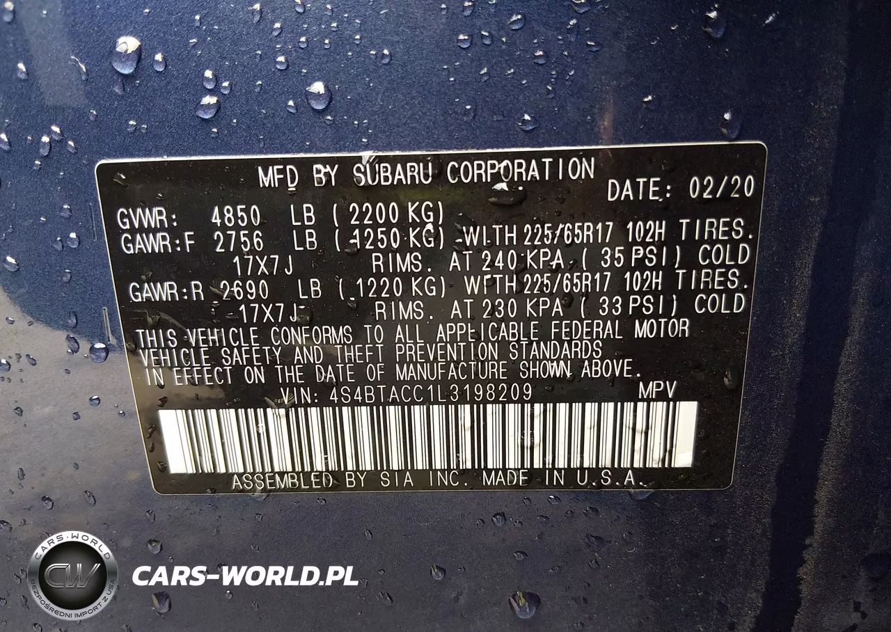 2020 Subaru Outback Premium VIN:4S4BTACC1L3198209 - 9
