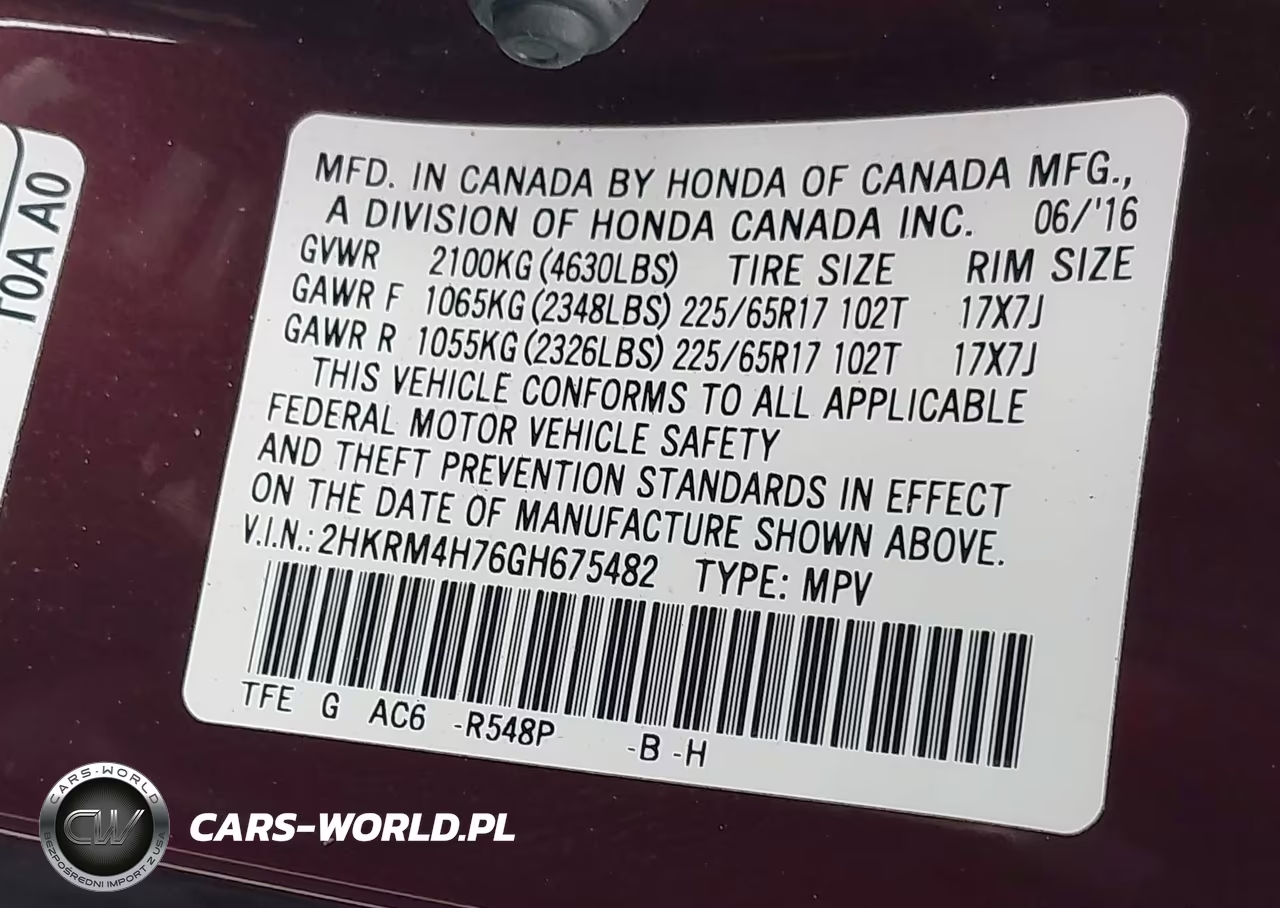 2016 Honda Cr-V Ex-L VIN:2HKRM4H76GH675482 - 9