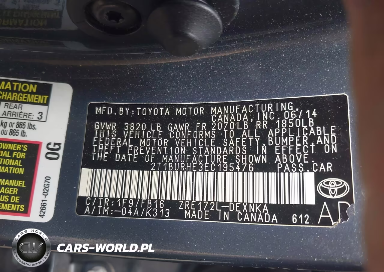 2014 Toyota Corolla Le VIN:2T1BURHE3EC195476 - 9