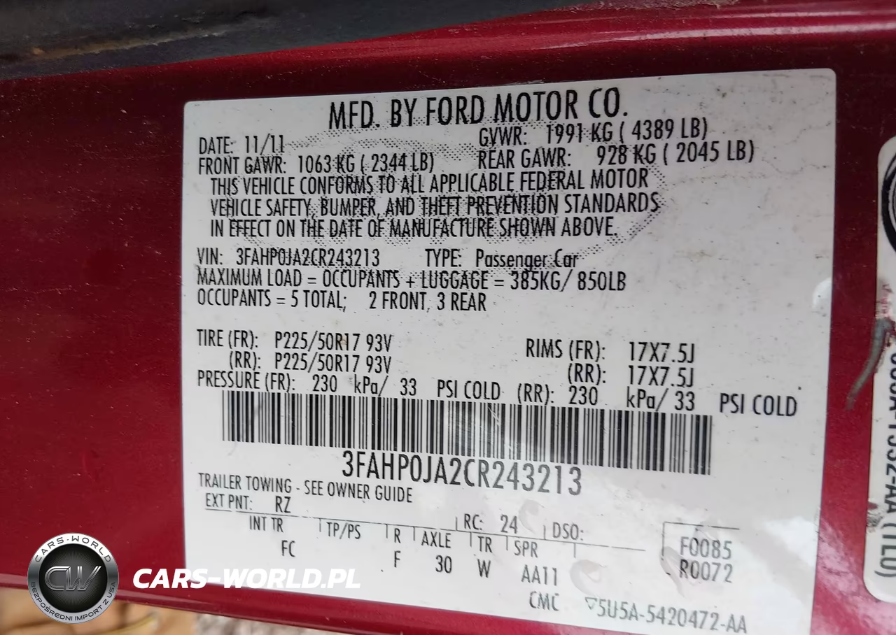 2012 Ford Fusion Sel VIN:3FAHP0JA2CR243213 - 9