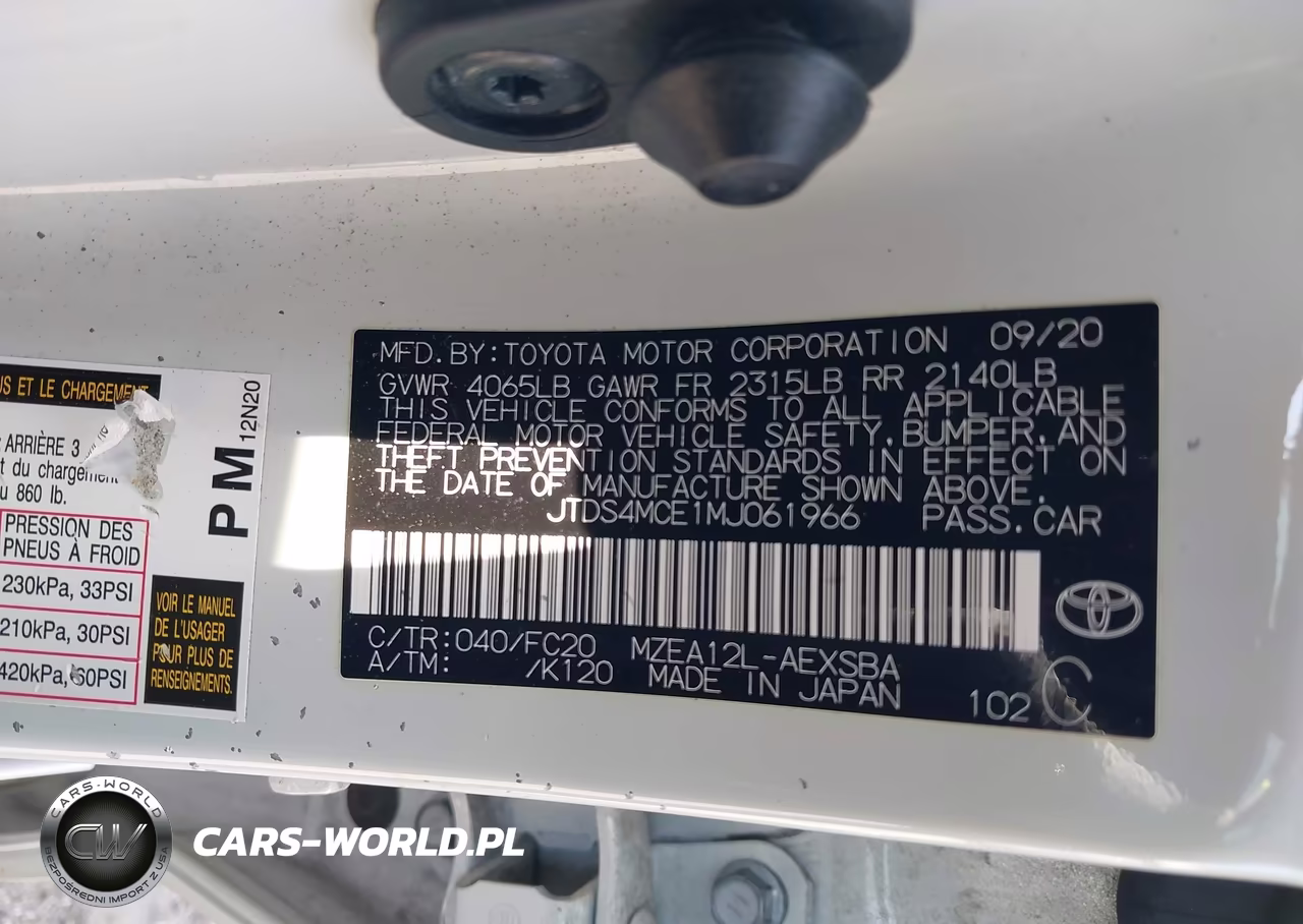 2021 Toyota Corolla Se VIN:JTDS4MCE1MJ061966 - 9