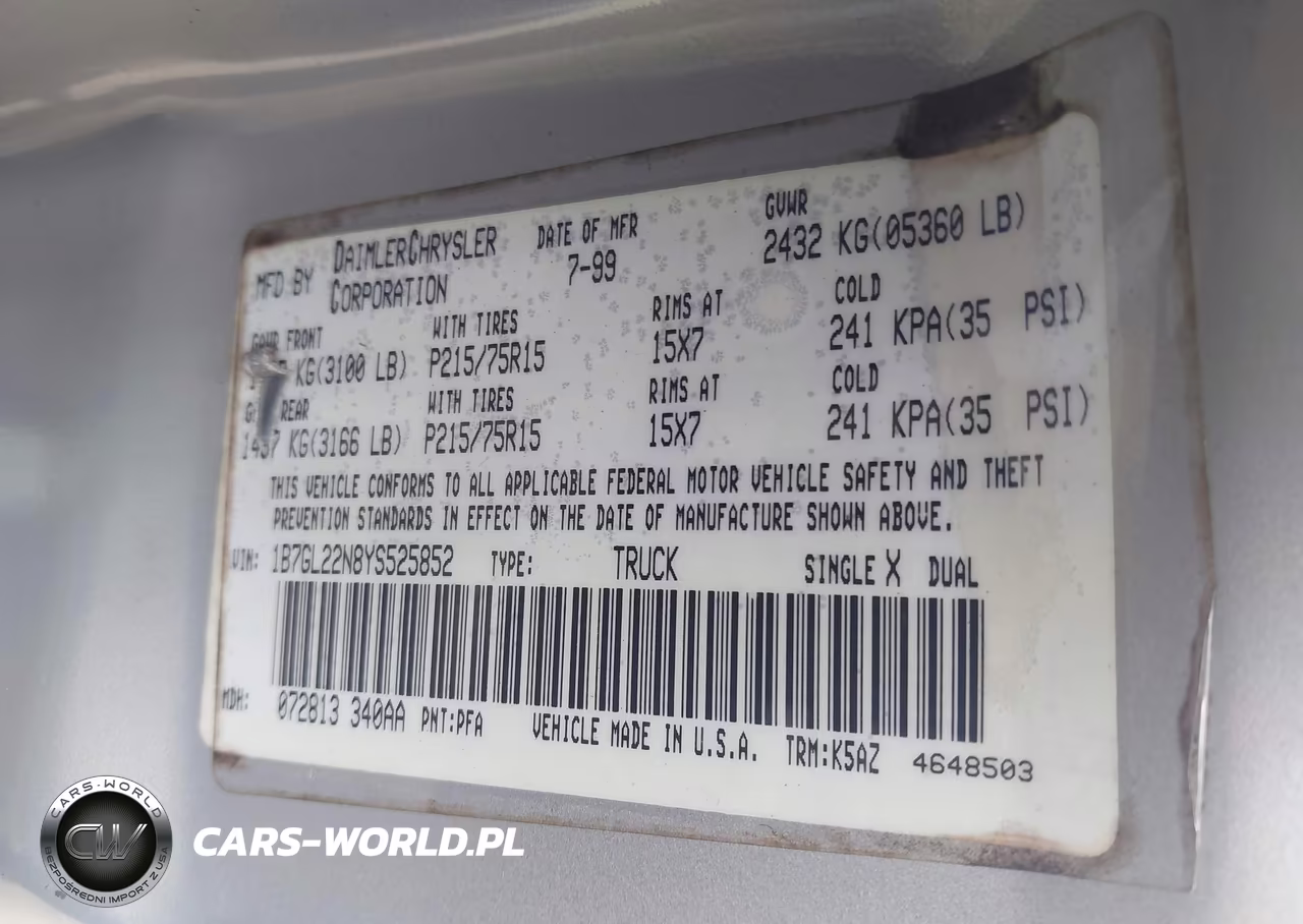 2000 Dodge Dakota Slt-Sport VIN:1B7GL22N8YS525852 - 9