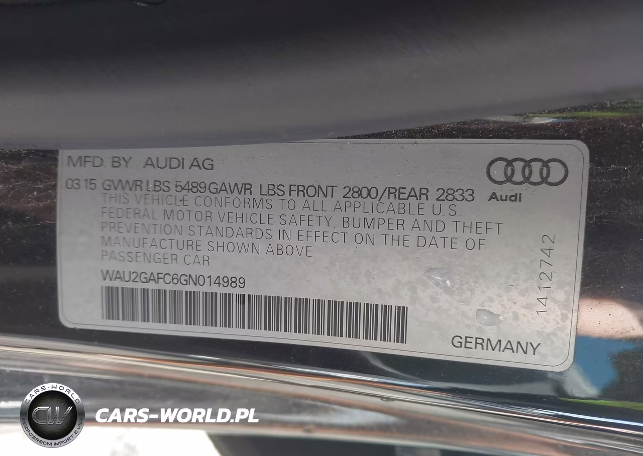 2016 Audi A7 3.0 Prestige VIN:WAU2GAFC6GN014989 - 9