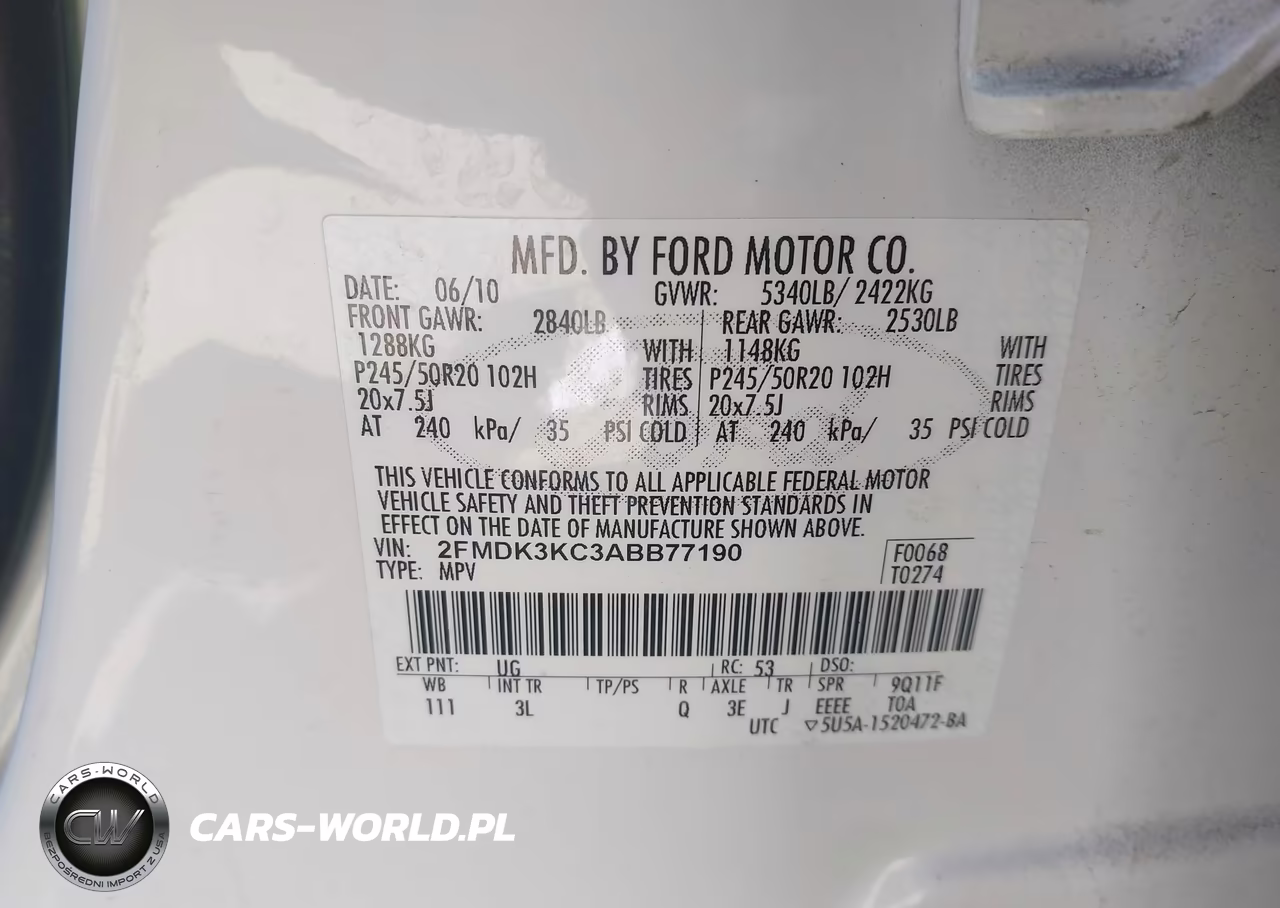 2010 Ford Edge Limited VIN:2FMDK3KC3ABB77190 - 9