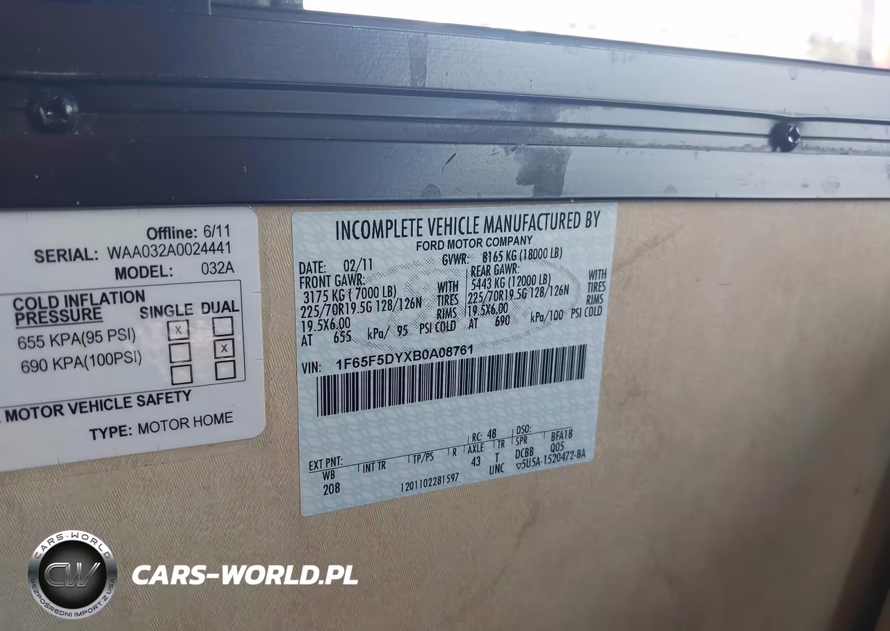 2011 Ford F53 VIN:1F65F5DYXB0A08761 - 9