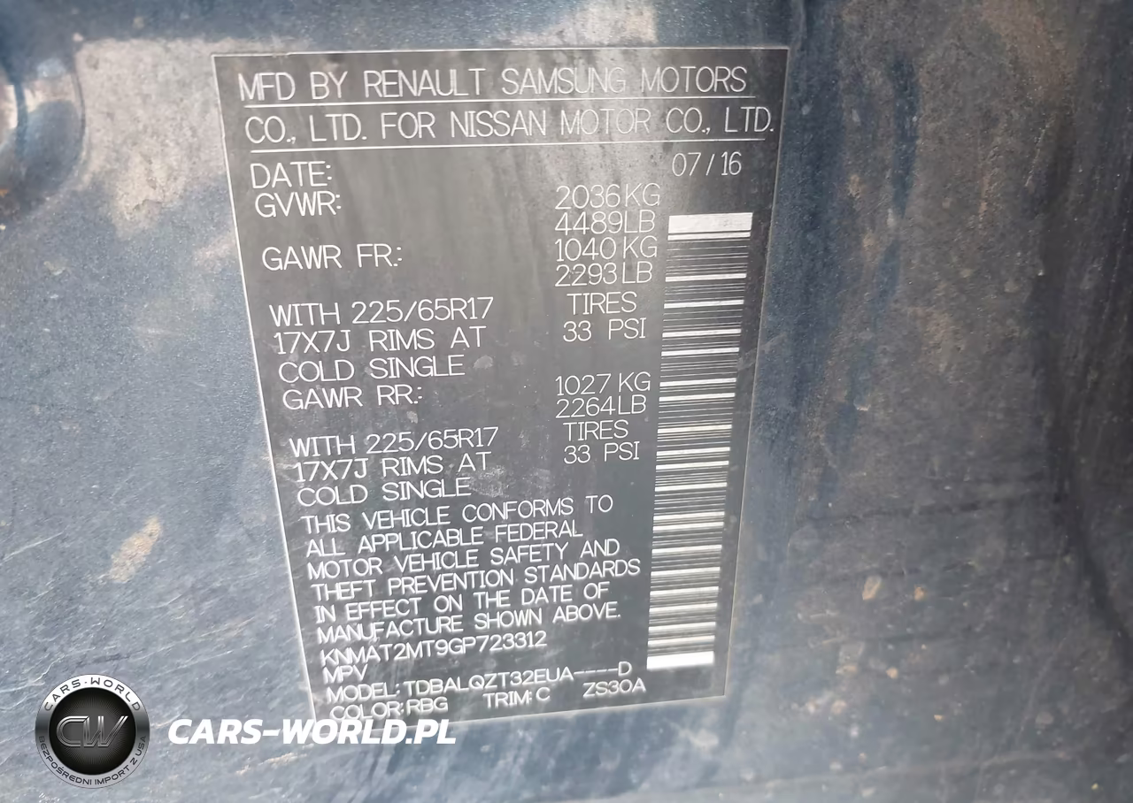 2016 Nissan Rogue Sv VIN:KNMAT2MT9GP723312 - 9