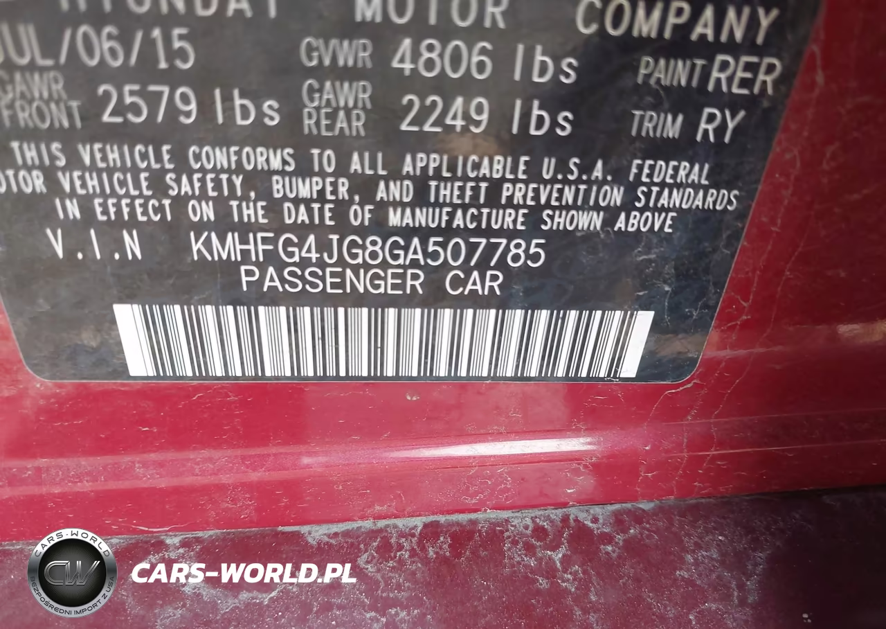 2016 Hyundai Azera VIN:KMHFG4JG8GA507785 - 9