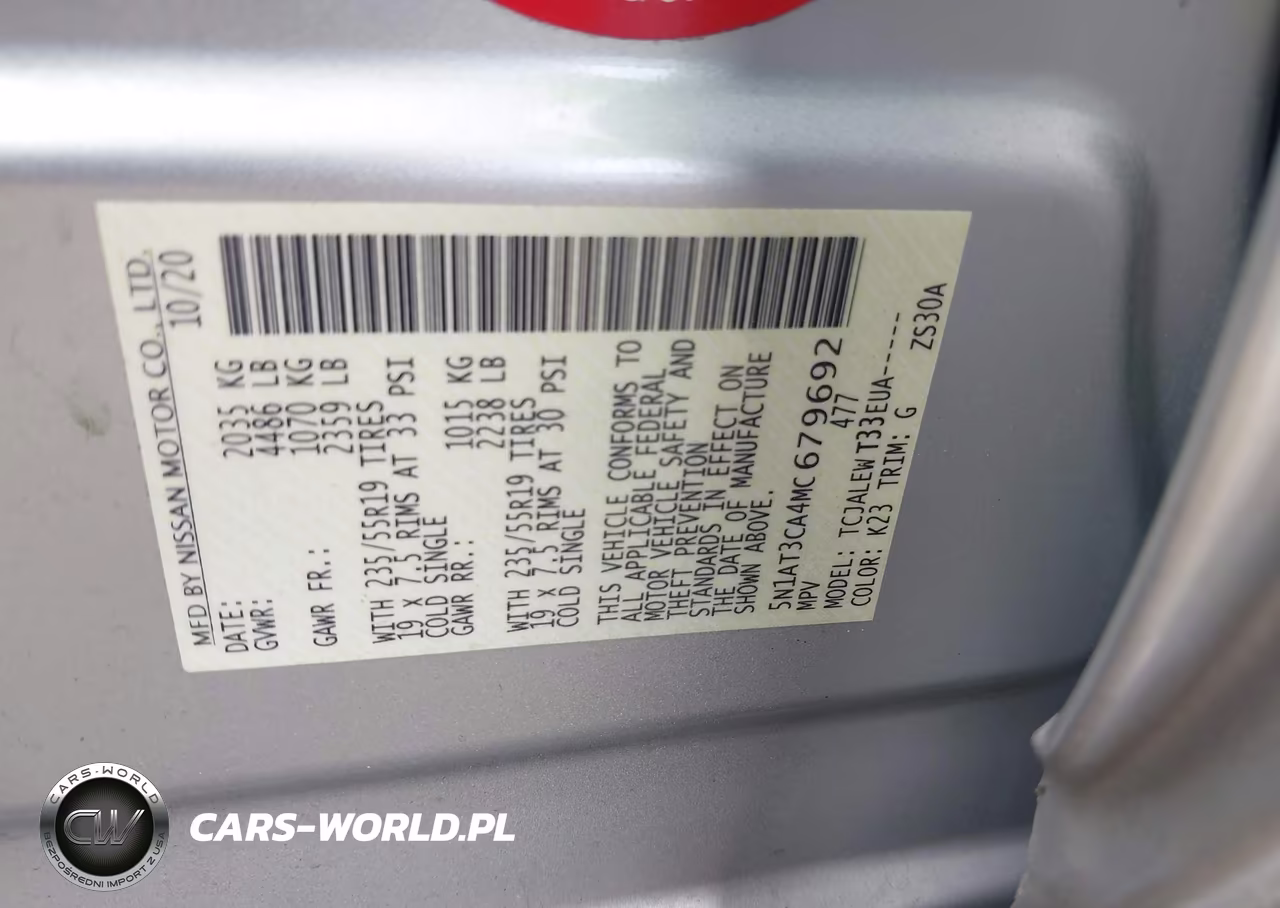 2021 Nissan Rogue Sl Fwd VIN:5N1AT3CA4MC679692 - 9