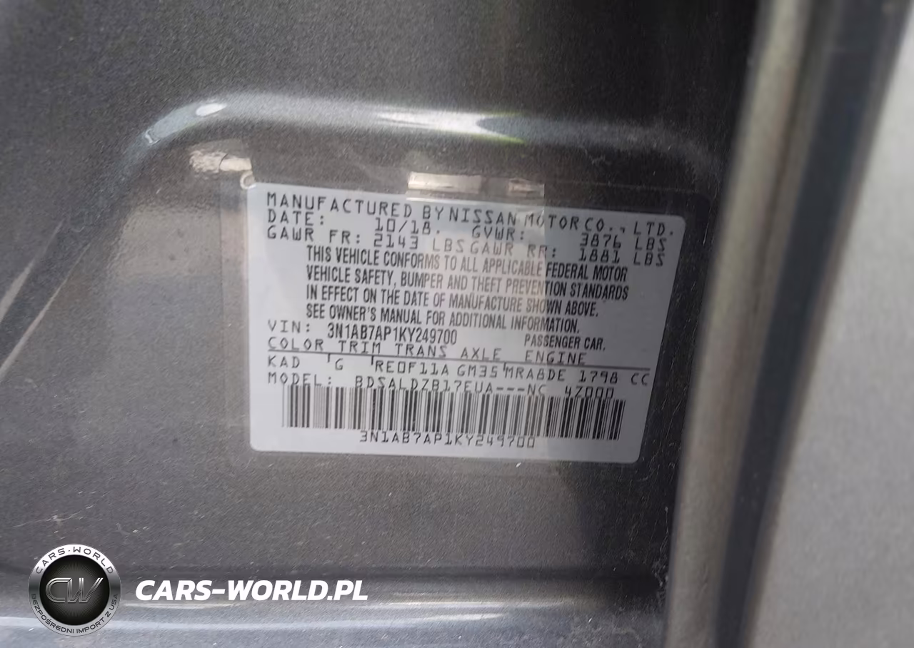 2019 Nissan Sentra Sv VIN:3N1AB7AP1KY249700 - 9