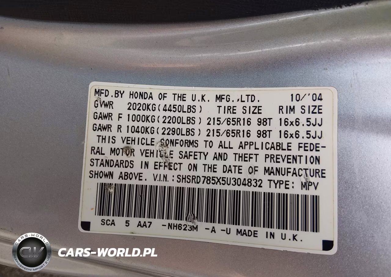 2005 Honda Cr-V Lx VIN:SHSRD785X5U304832 - 9