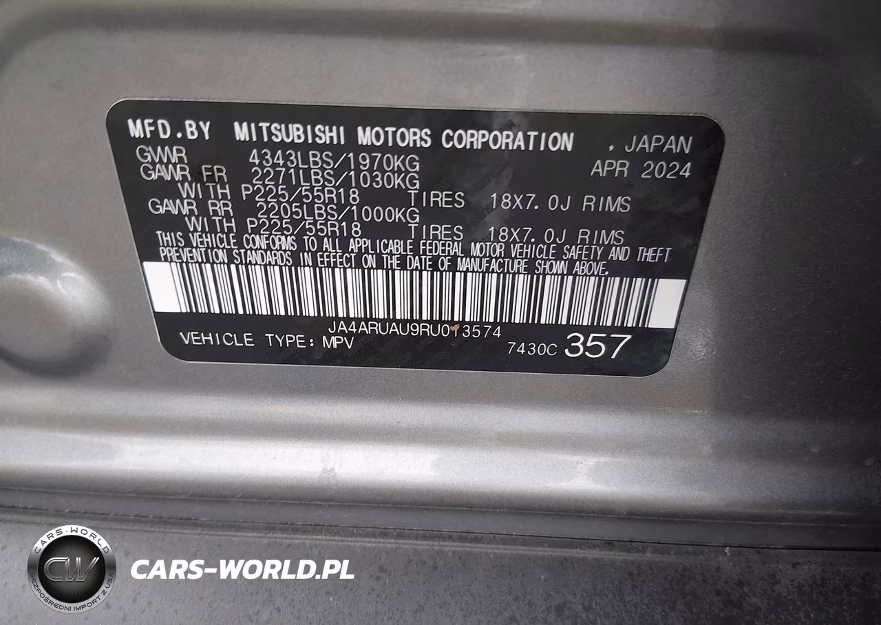 2024 Mitsubishi Outlander Sport 2.0 Es Awc-2.0 Le Awc-2.0 Ralliart Awc-2.0 S Awc-2.0 Se Awc-2.0 Trail Edition Awc VIN:JA4ARUAU9RU013574 - 9