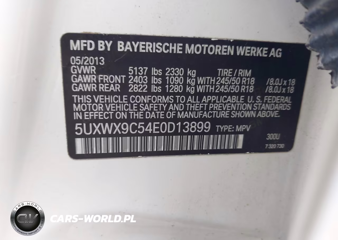 2014 BMW X3 xDrive28I VIN:5UXWX9C54E0D13899 - 9