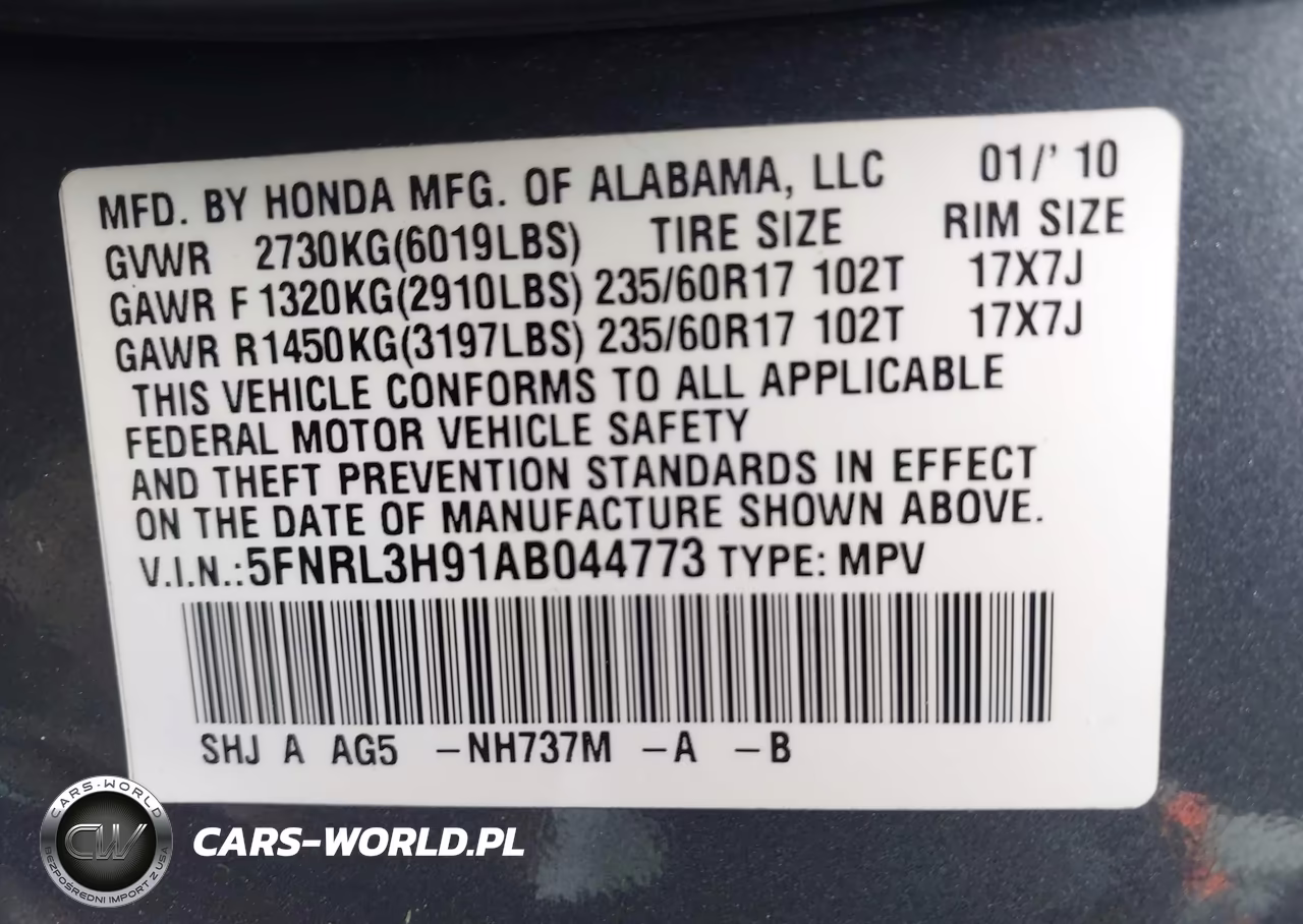 2010 Honda Odyssey Touring VIN:5FNRL3H91AB044773 - 9