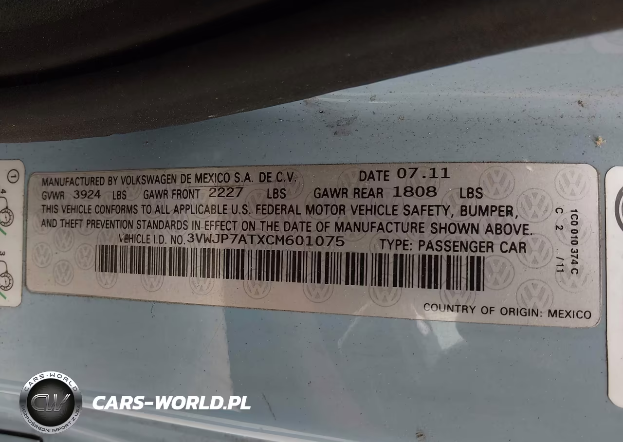 2012 Volkswagen Beetle 2.5L VIN:3VWJP7ATXCM601075 - 9
