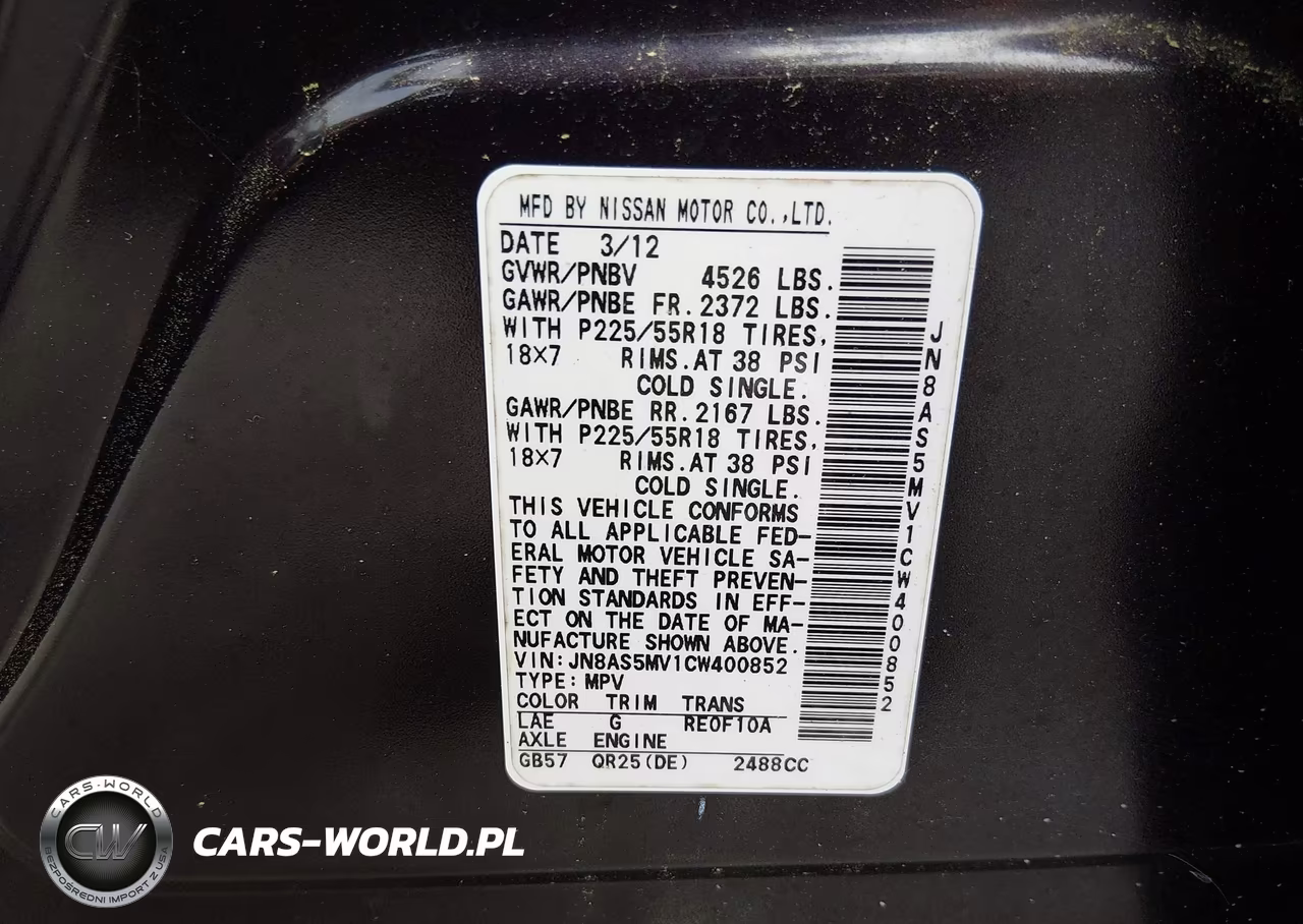 2012 Nissan Rogue Sv W-Sl Pkg VIN:JN8AS5MV1CW400852 - 9