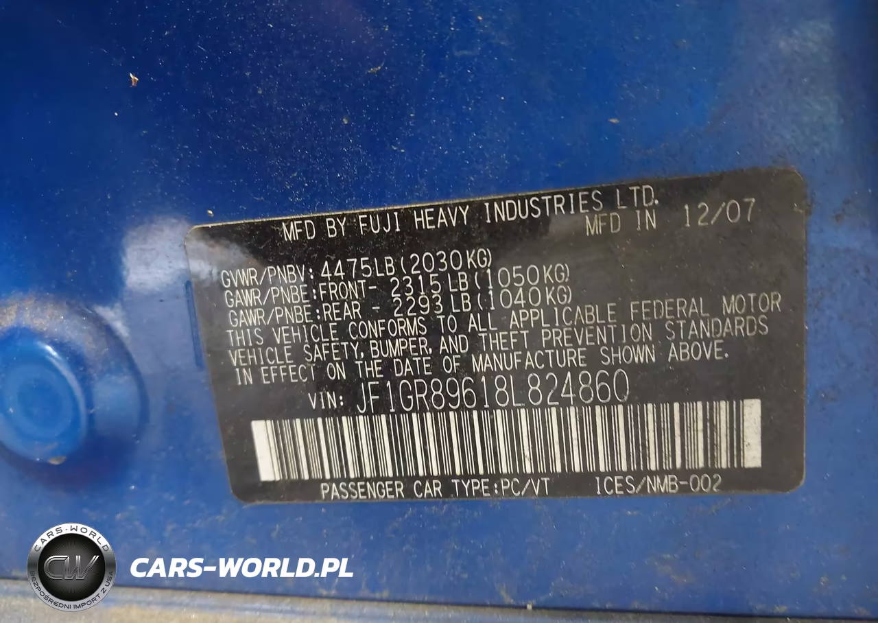 2008 Subaru Impreza Wrx Sti VIN:JF1GR89618L824860 - 9