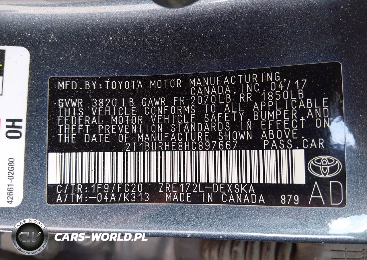 2017 Toyota Corolla Se VIN:2T1BURHE8HC897667 - 9