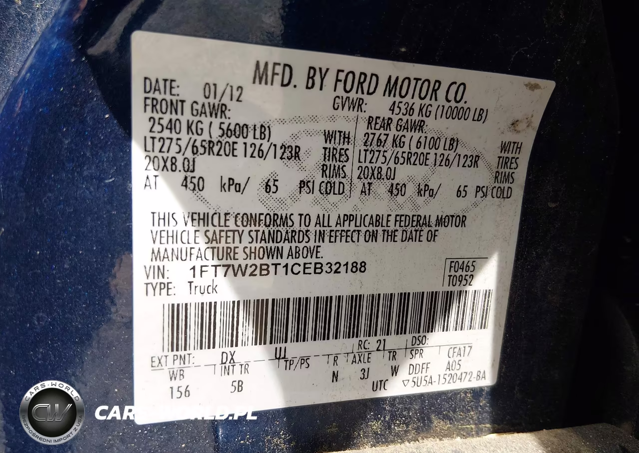 2012 Ford Super Duty F-250 Srw Lariat VIN:1FT7W2BT1CEB32188 - 9