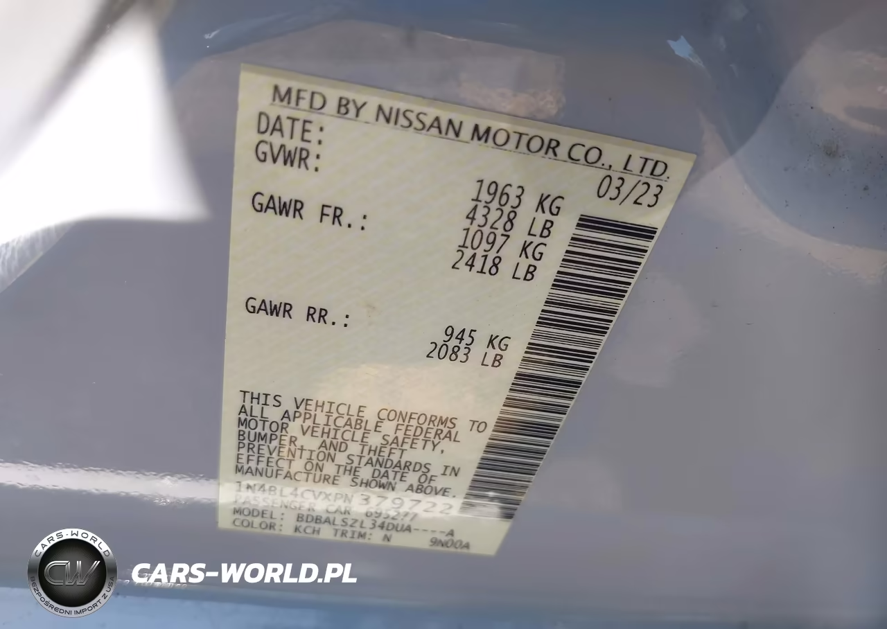 2023 Nissan Altima Sr Fwd VIN:1N4BL4CVXPN379722 - 9