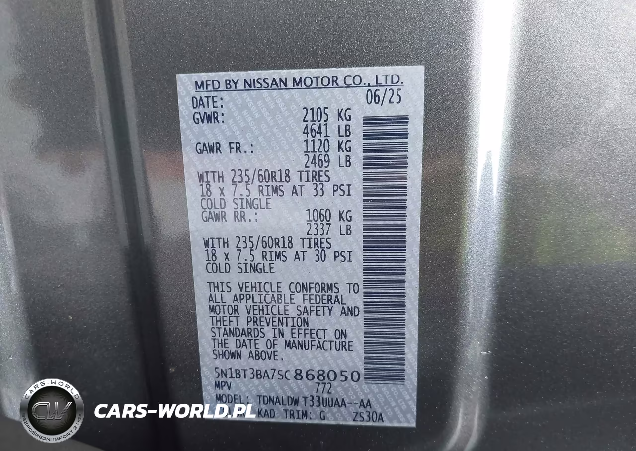 2025 Nissan Rogue Sv Fwd VIN:5N1BT3BA7SC868050 - 9