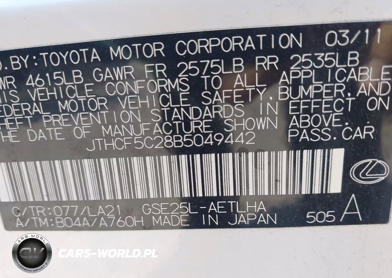 2011 Lexus Is 250 VIN:JTHCF5C28B5049442 - 9