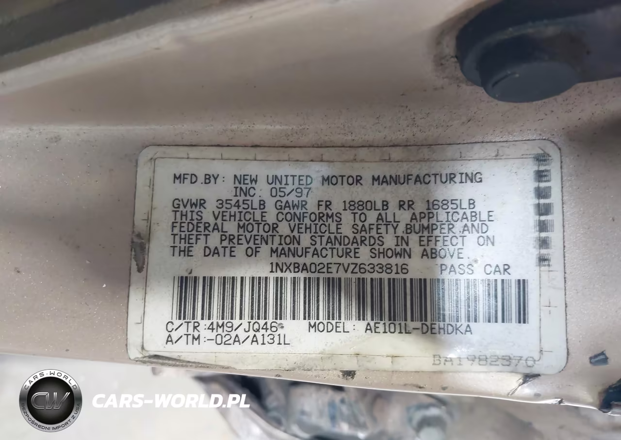 1997 Toyota Corolla Ce VIN:1NXBA02E7VZ633816 - 9