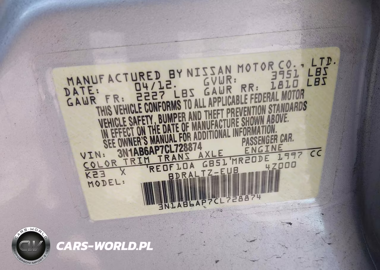 2012 Nissan Sentra 2.0 Sr VIN:3N1AB6AP7CL728874 - 9