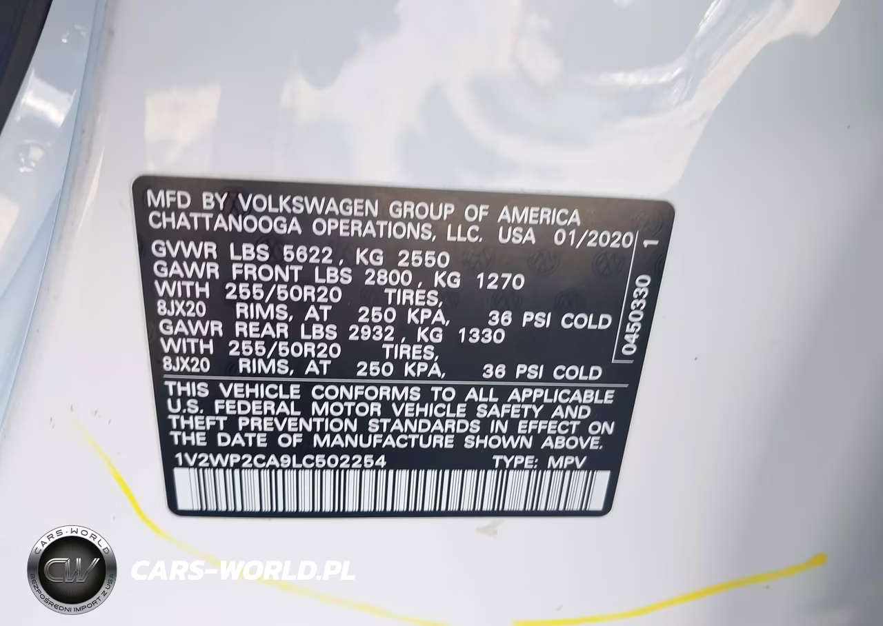 2020 Volkswagen Atlas 2.0T Se W-Technology VIN:1V2WP2CA9LC502254 - 9