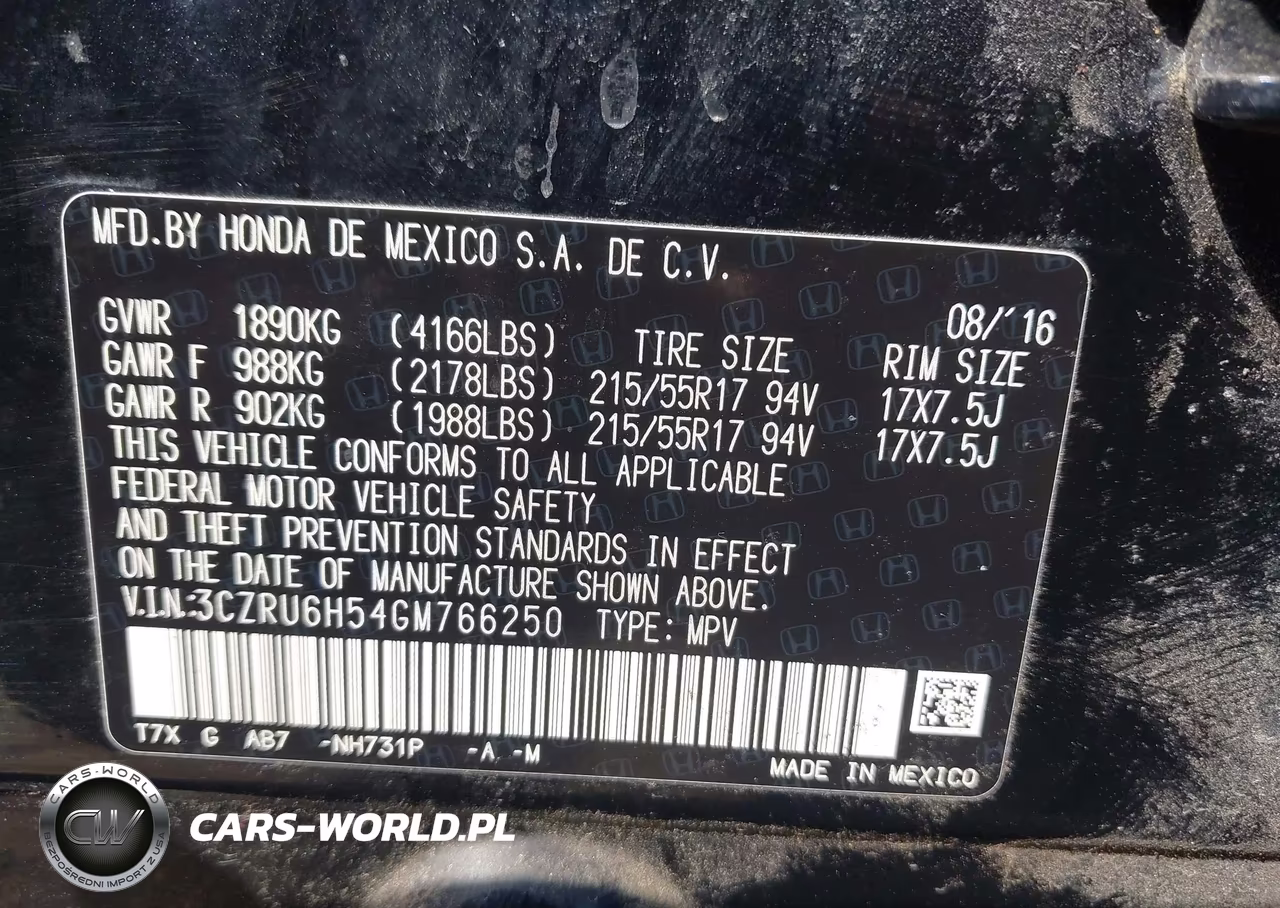 2016 Honda Hr-V Ex VIN:3CZRU6H54GM766250 - 9
