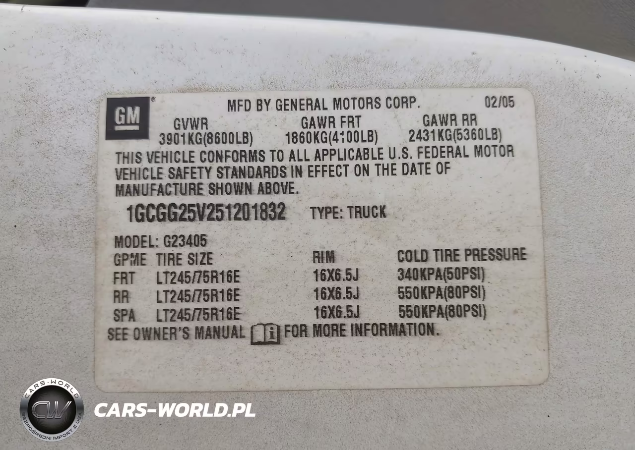 2005 Chevrolet Express VIN:1GCGG25V251201832 - 9
