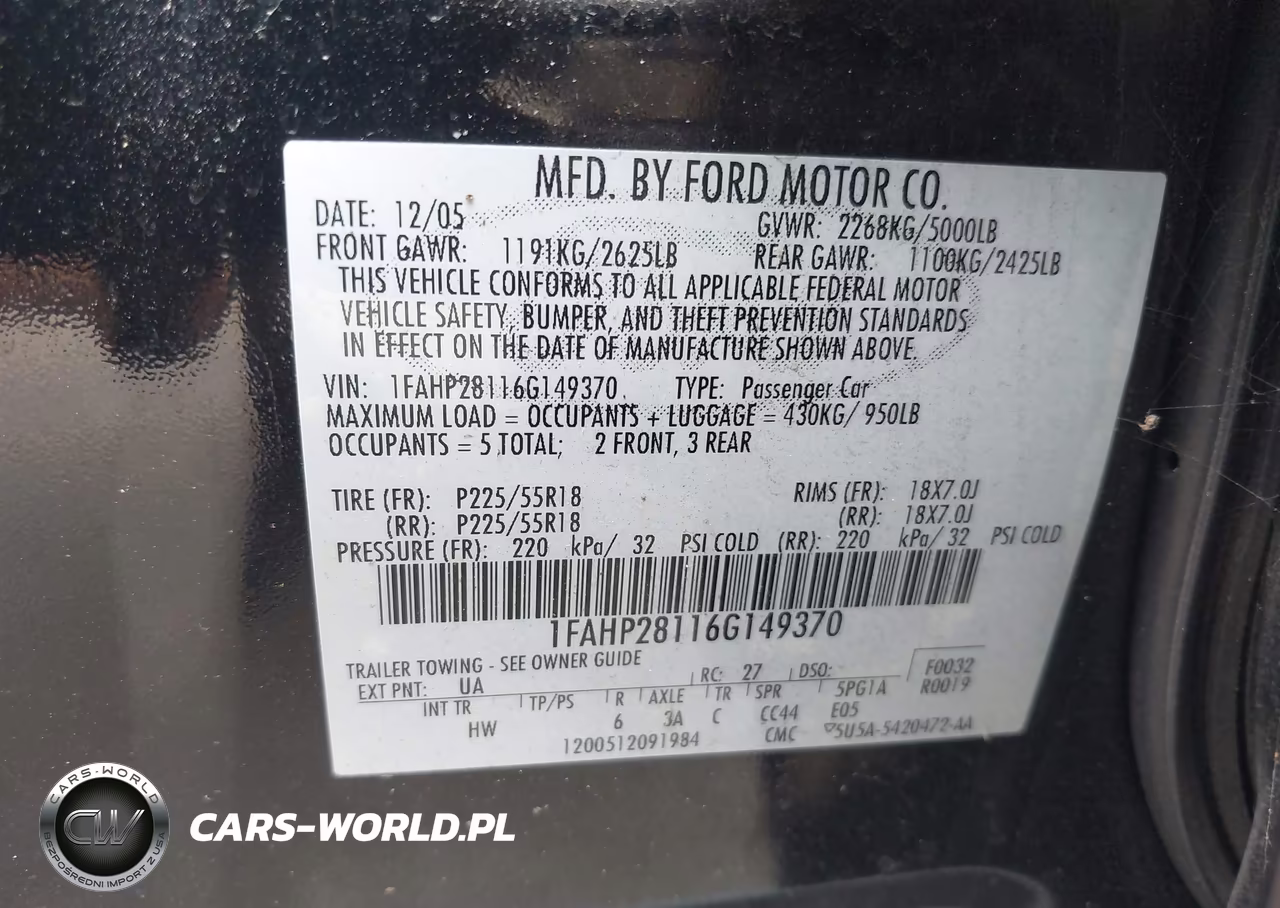 2006 Ford Five Hundred Limited VIN:1FAHP28116G149370 - 9