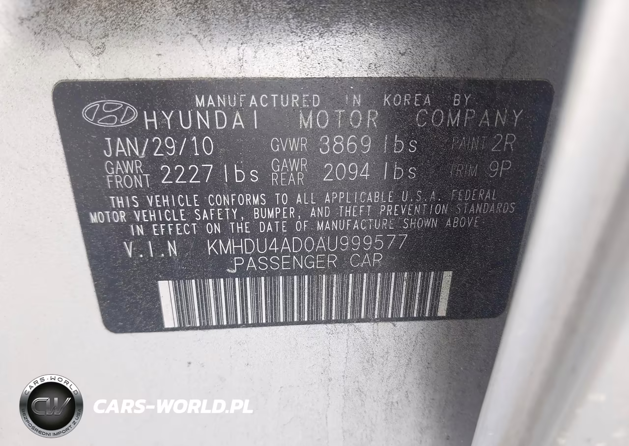 2010 Hyundai Elantra Se VIN:KMHDU4AD0AU999577 - 9