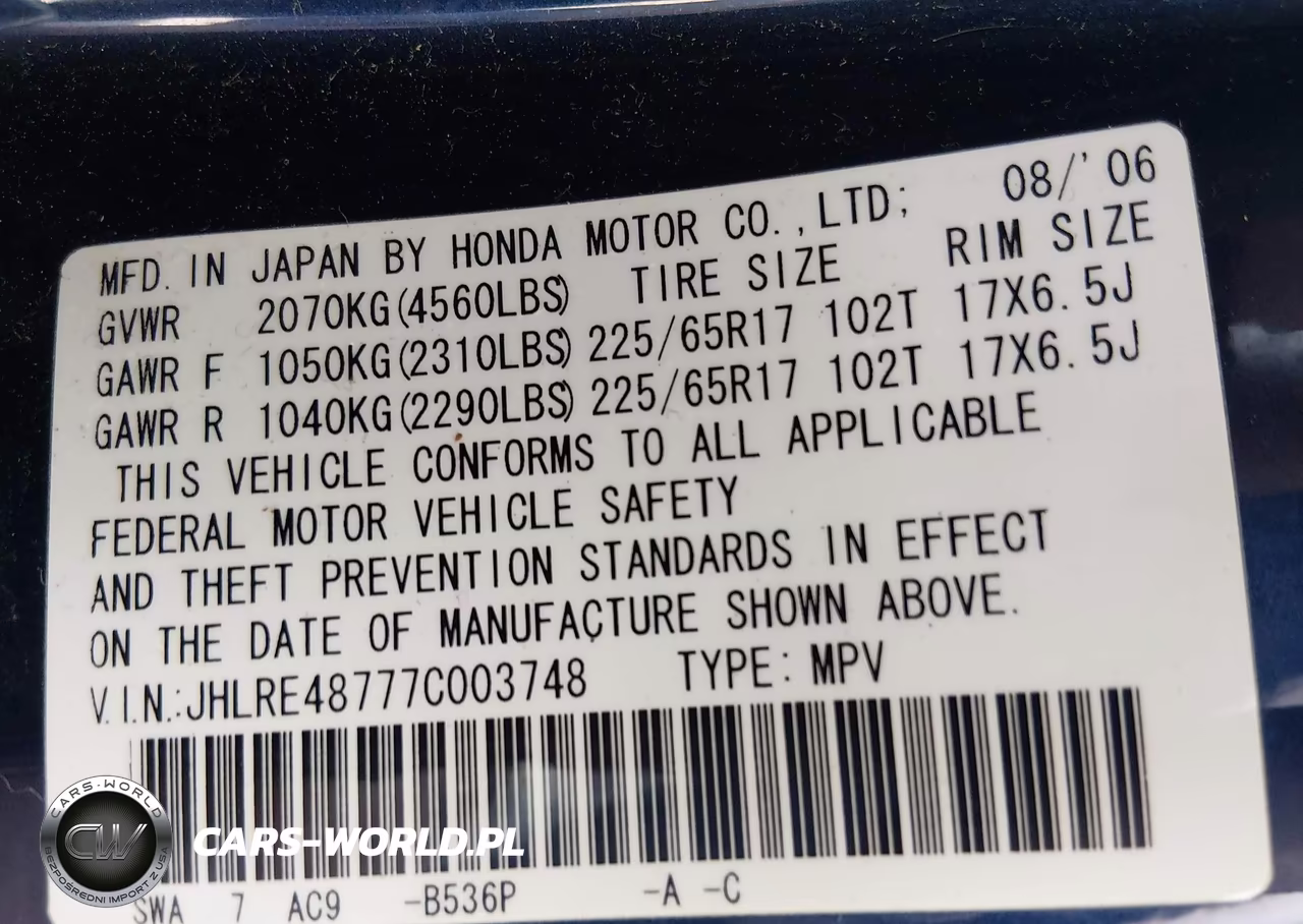 2007 Honda Cr-V Ex-L VIN:JHLRE48777C003748 - 9