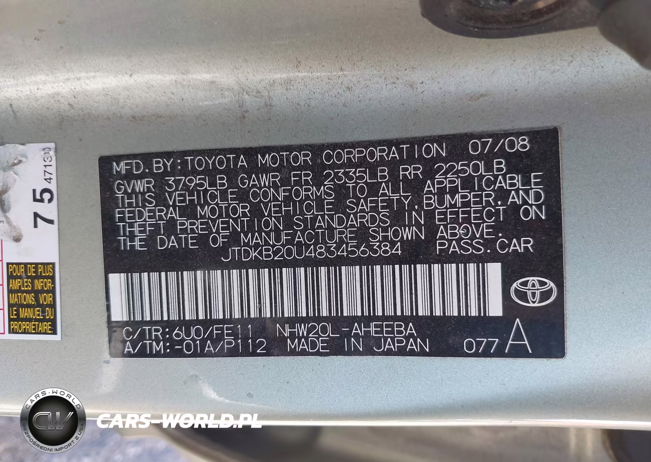 2008 Toyota Prius VIN:JTDKB20U483456384 - 9