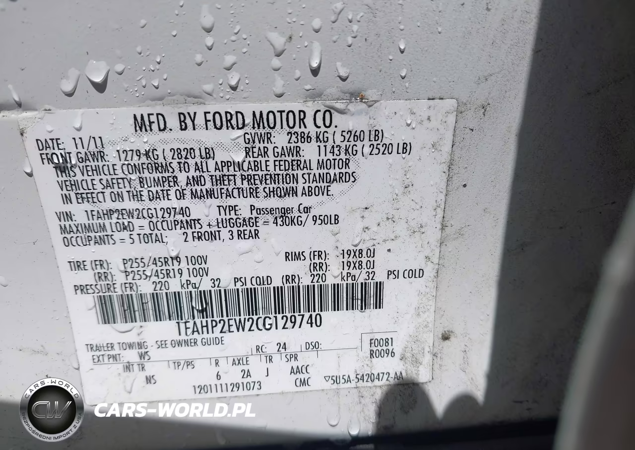2012 Ford Taurus Sel VIN:1FAHP2EW2CG129740 - 9