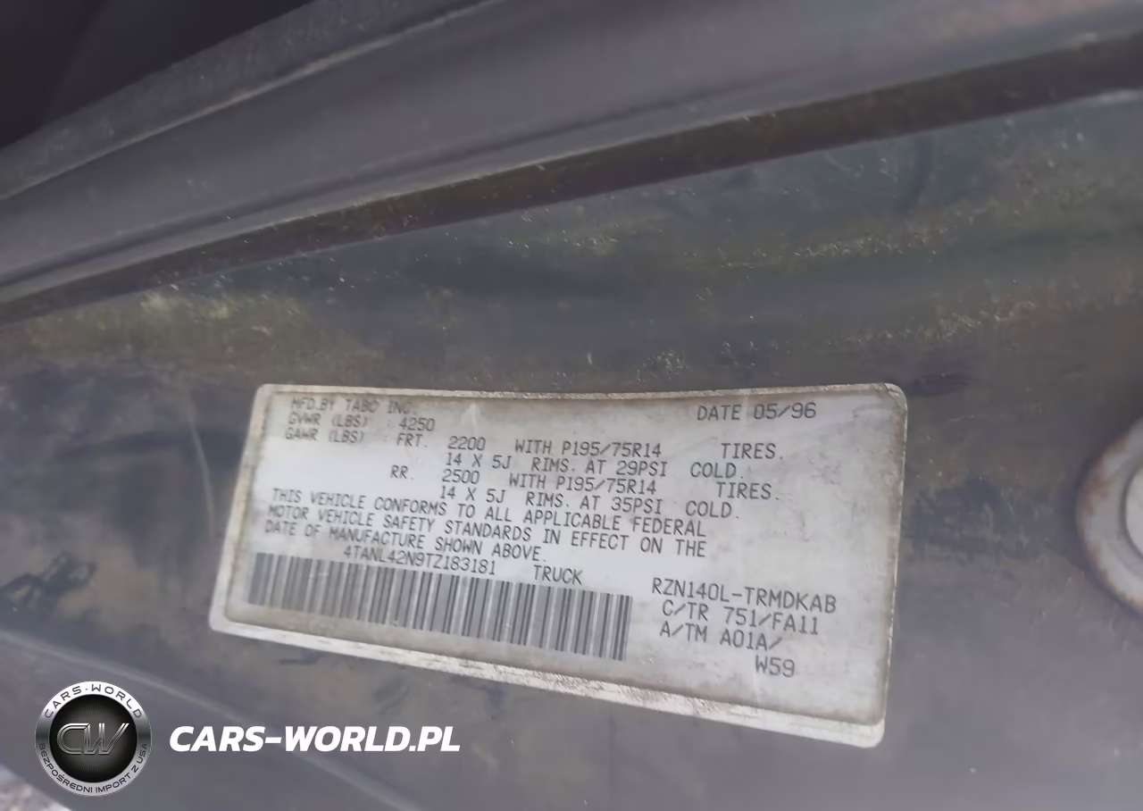 1996 Toyota Tacoma VIN:4TANL42N9TZ183181 - 9