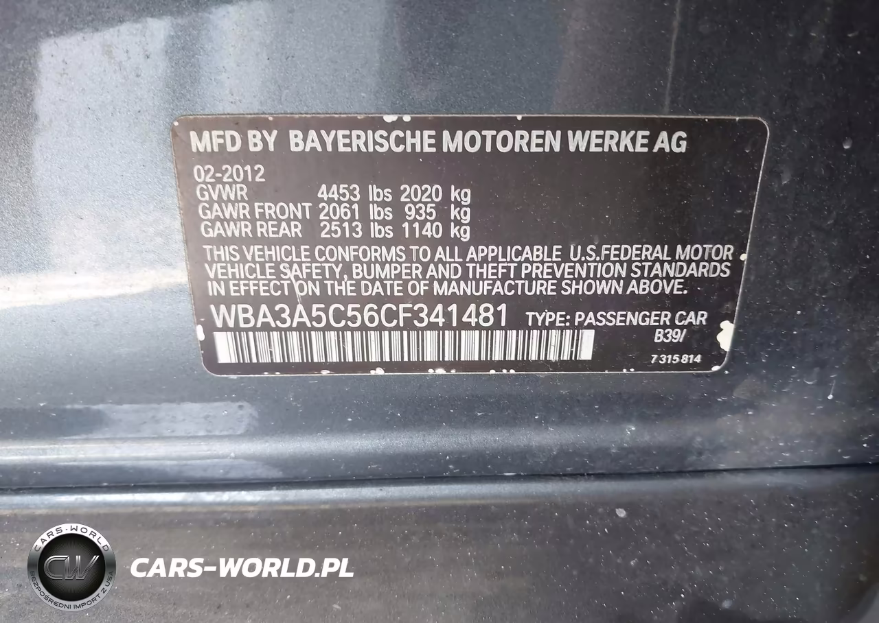 2012 BMW 328I VIN:WBA3A5C56CF341481 - 9