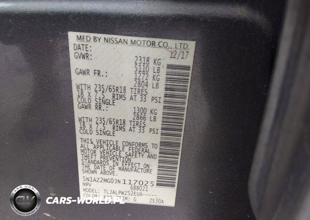 2018 Nissan Murano S VIN:5N1AZ2MG0JN117025 - 9
