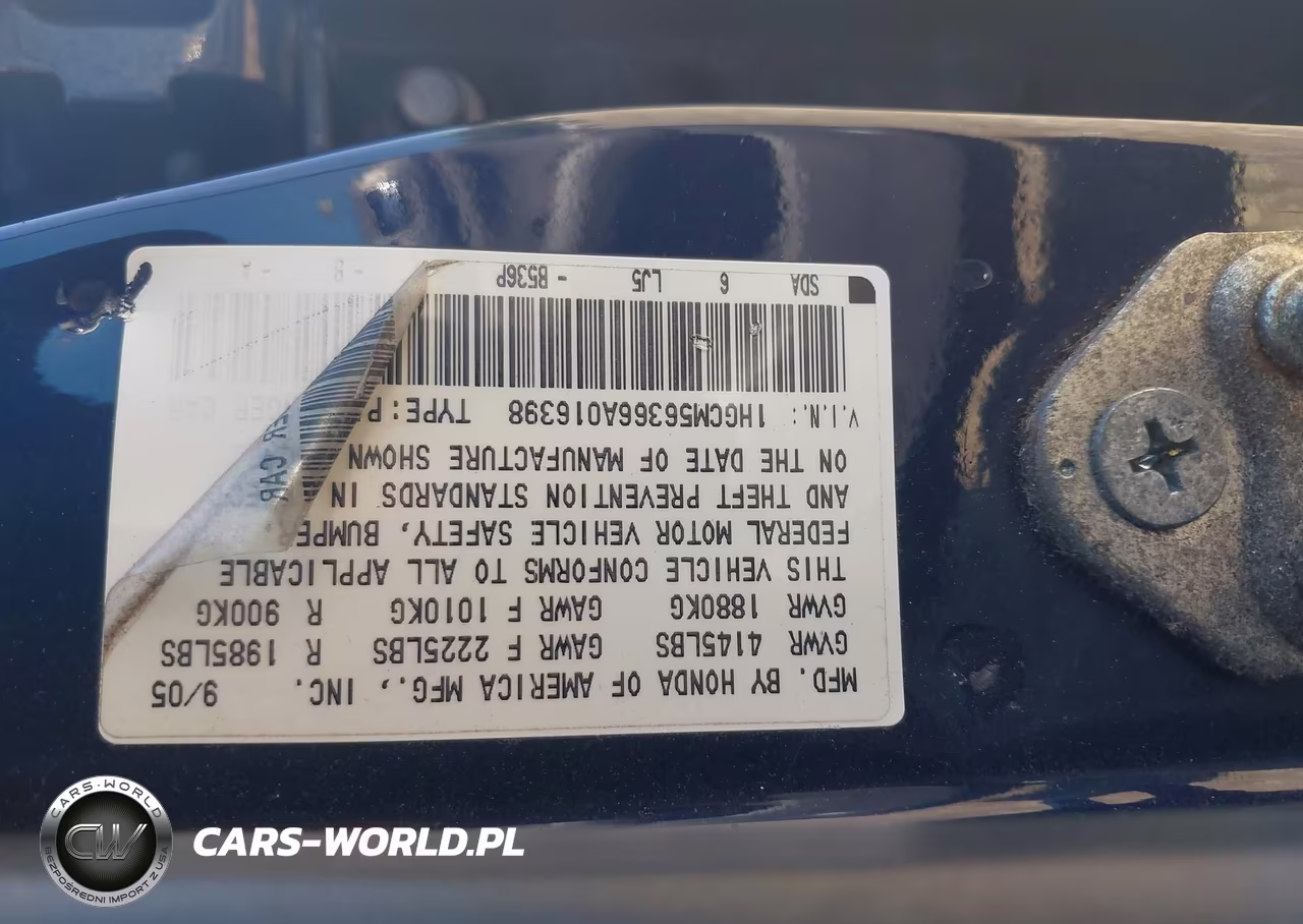 2006 Honda Accord 2.4 Se VIN:1HGCM56366A016398 - 9