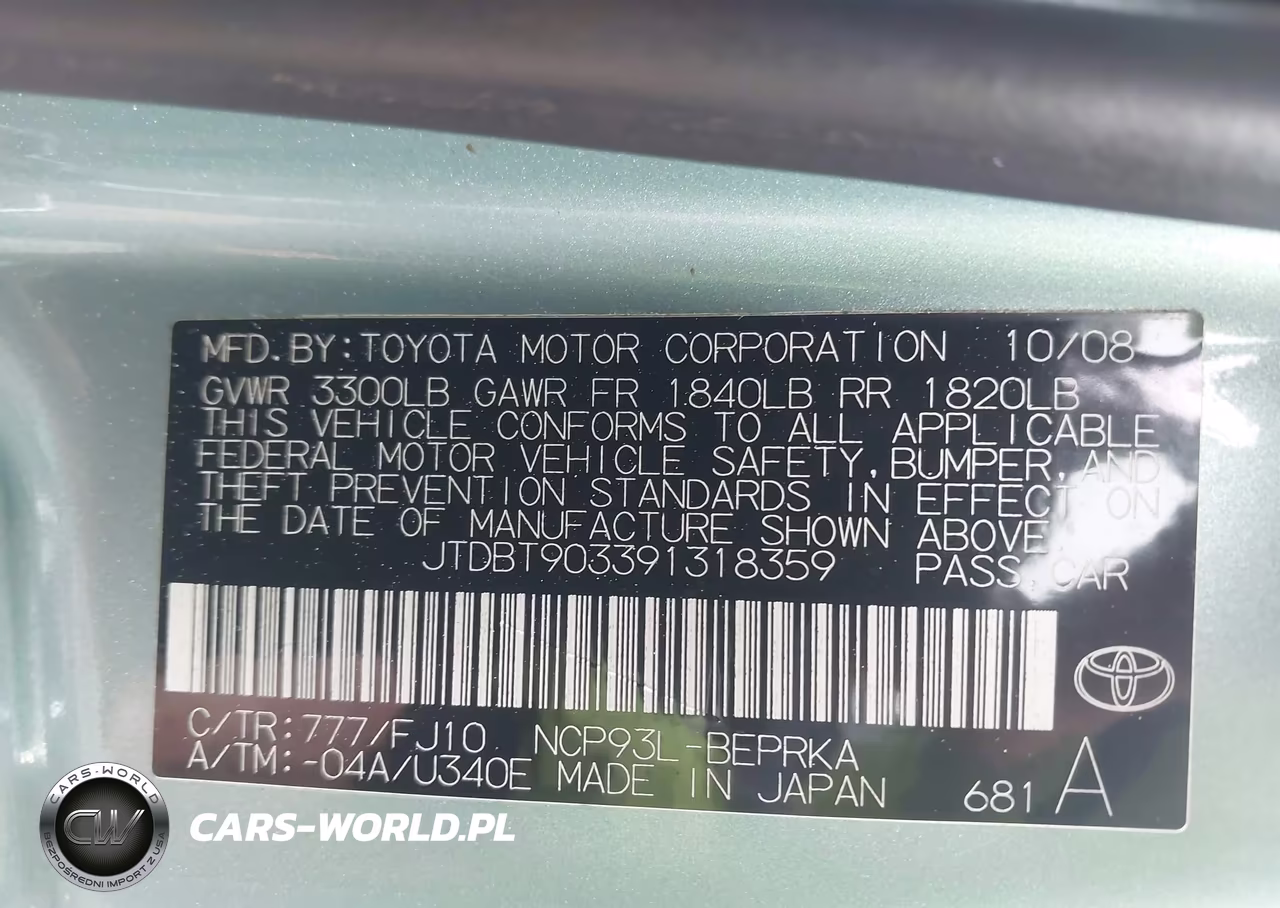 2009 Toyota Yaris VIN:JTDBT903391318359 - 9