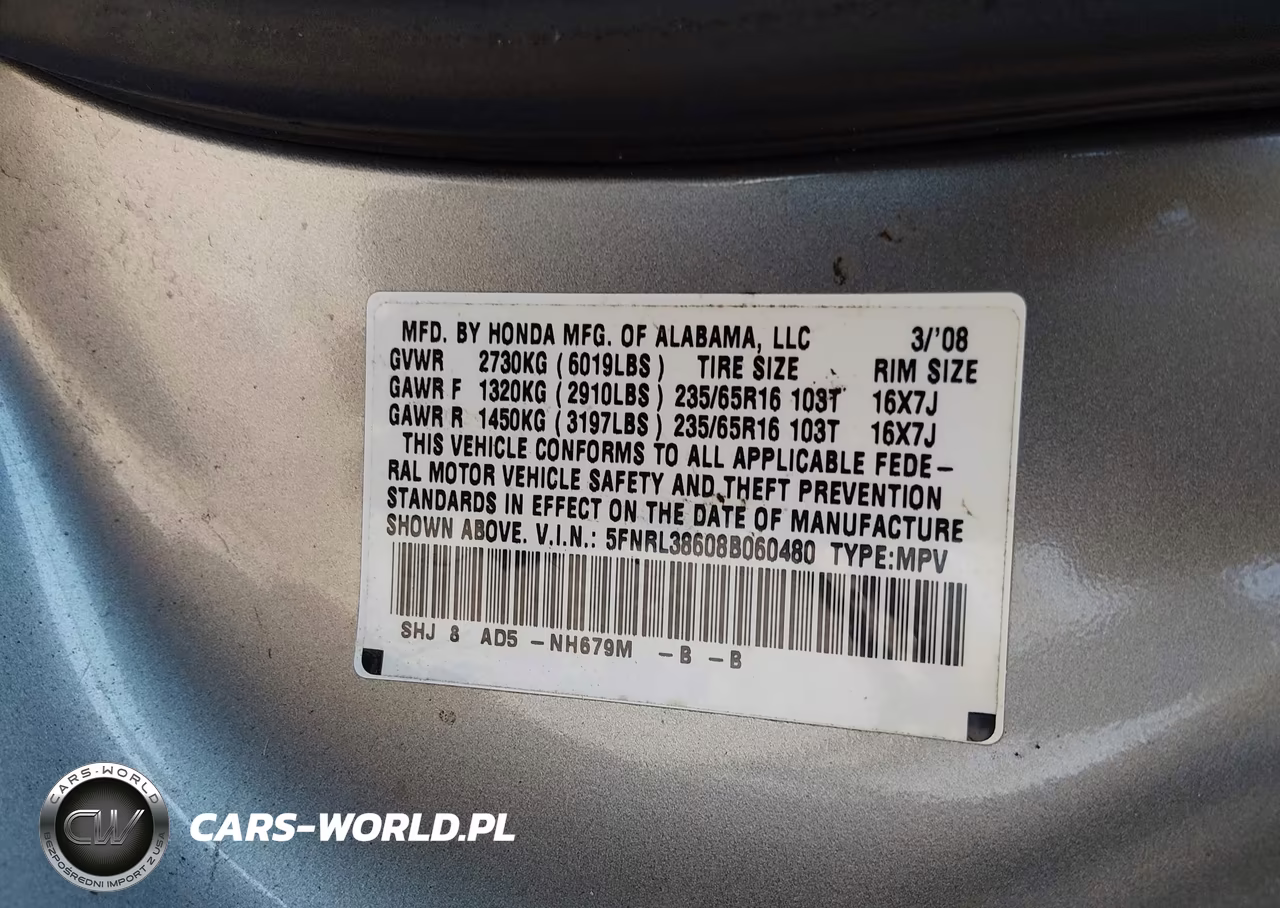 2008 Honda Odyssey Ex-L VIN:5FNRL38608B060480 - 9