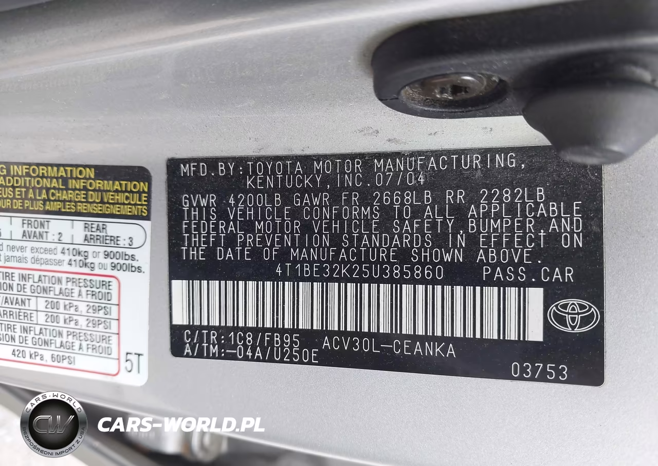 2005 Toyota Camry Std VIN:4T1BE32K25U385860 - 9