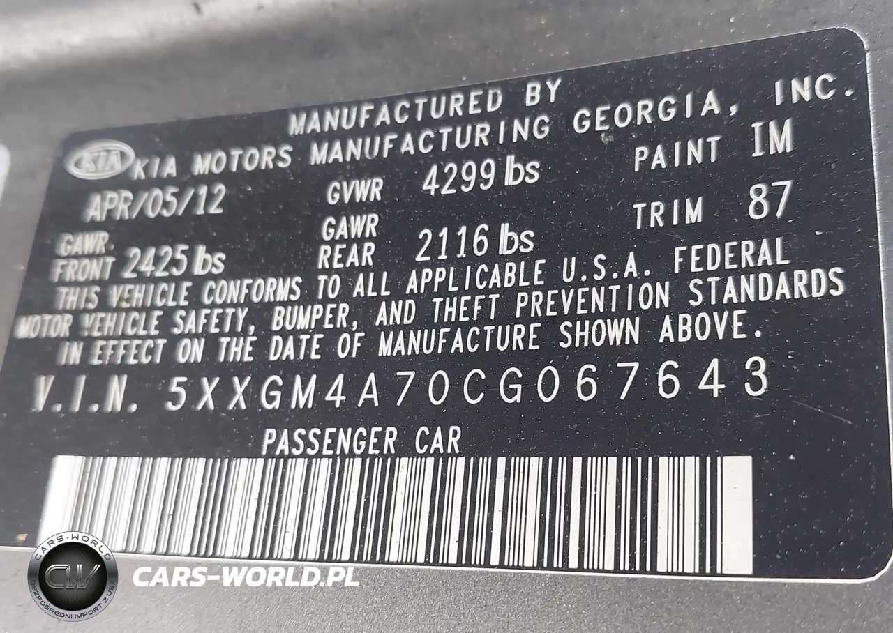 2012 Kia Optima Lx VIN:5XXGM4A70CG067643 - 9